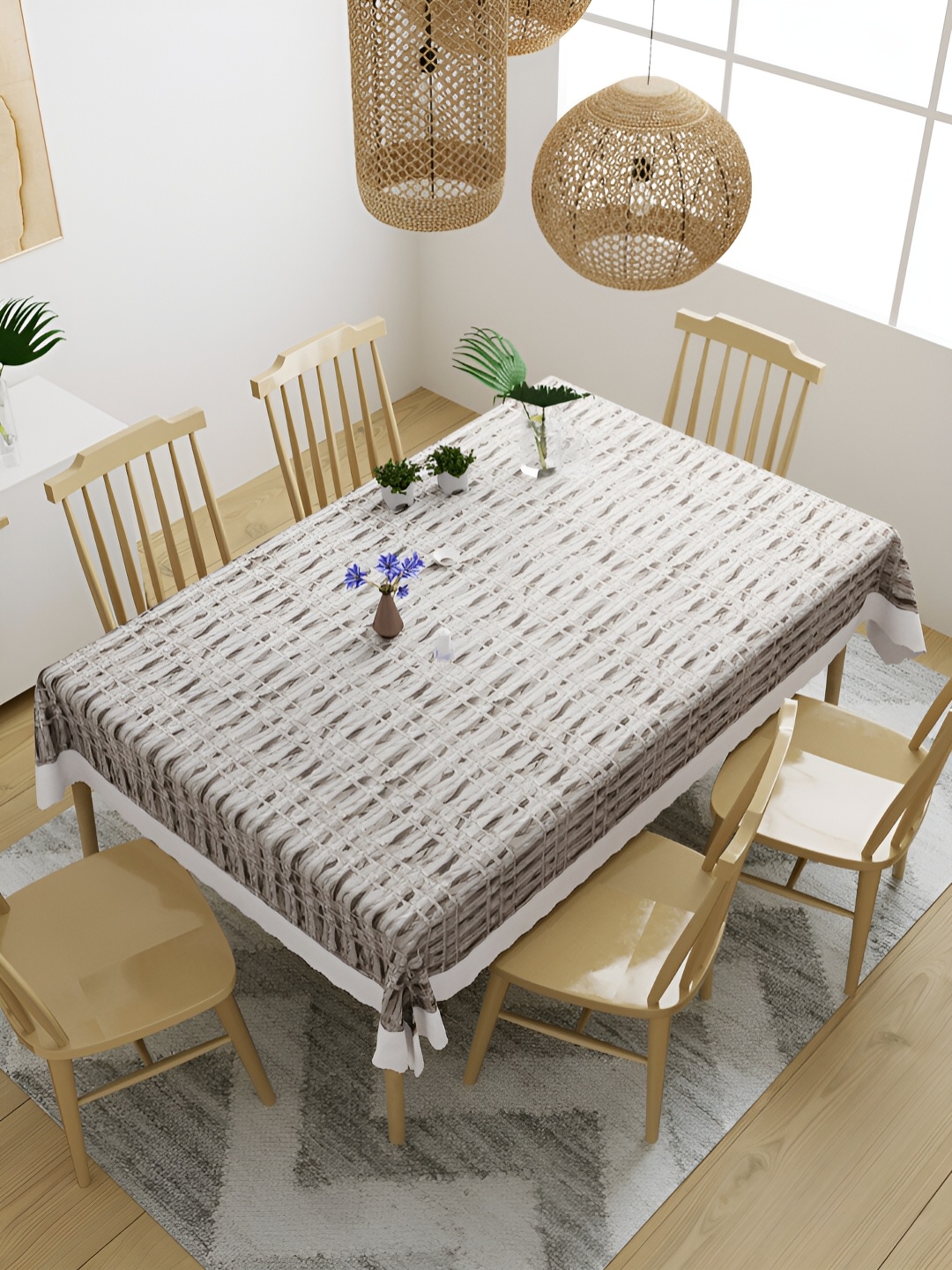 

Aura Grey & White Striped Waterproof 6 Seater Table Cover