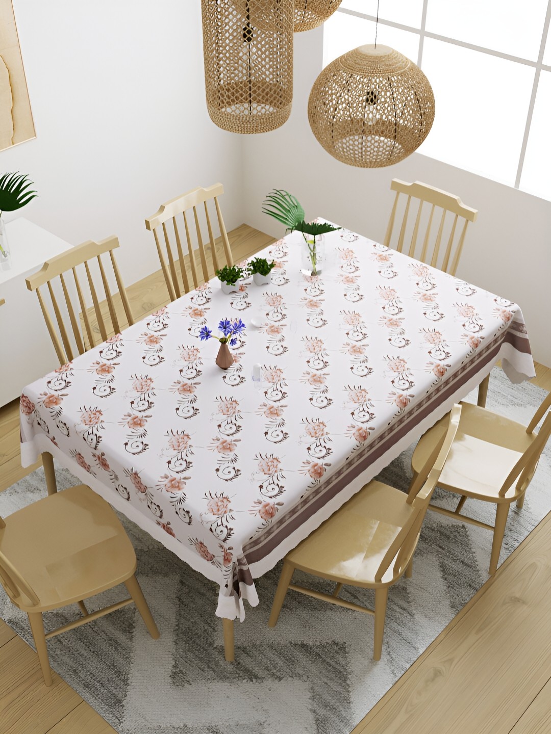 

Aura Beige & Brown Floral Waterproof 6 Seater Table Cover