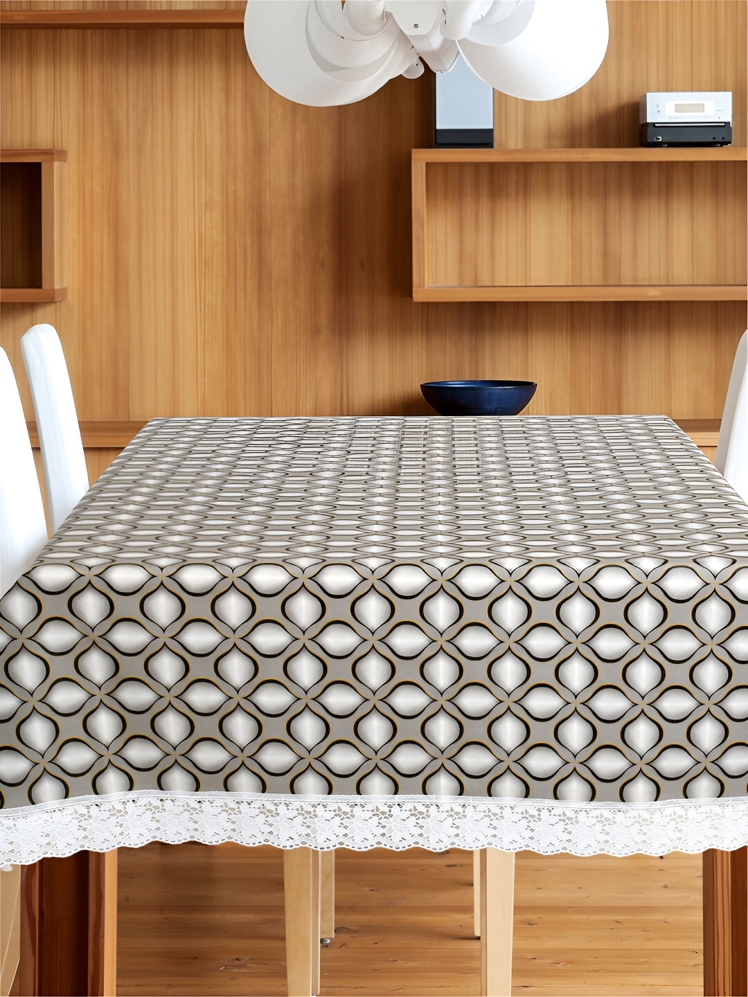 

Aura Grey & White Geometric Printed Waterproof 6-Seater Table Cover
