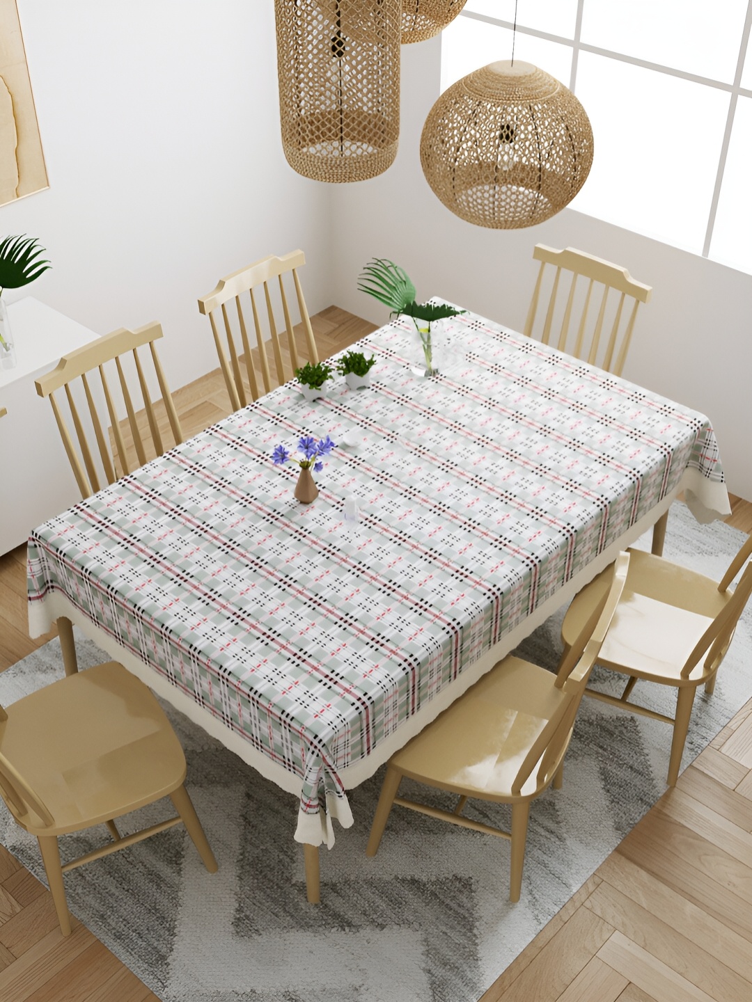 

Aura White & Black Geometric Printed Waterproof 6-Seater Table Cover