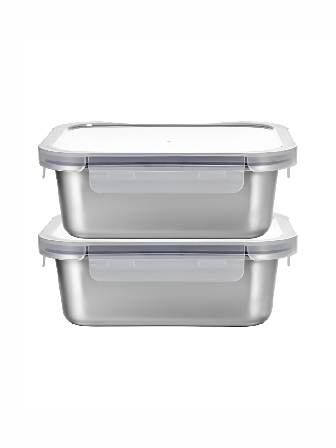 

The Better Home Silver-Toned 2Pcs Stainless Steel Microwave Safe Lunch Boxes