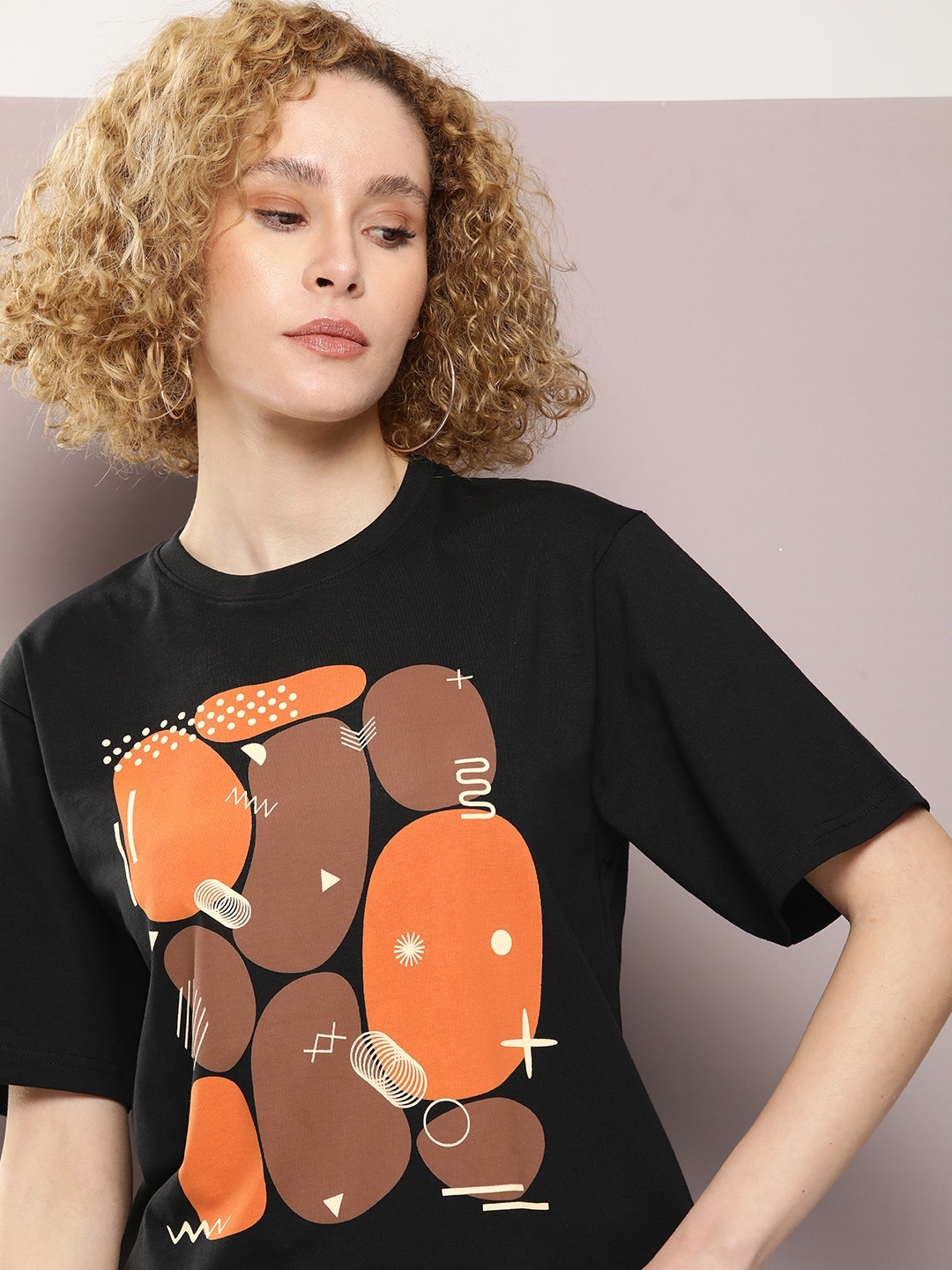 

DILLINGER Graphic Printed Oversized Pure Cotton T-shirt, Black