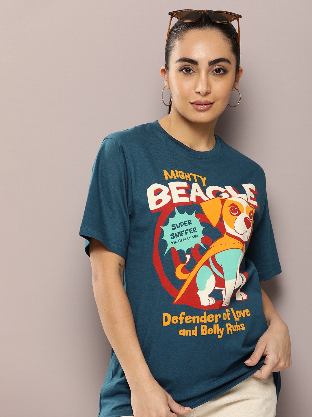 

DILLINGER Graphic Printed Oversized Pure Cotton T-shirt, Blue
