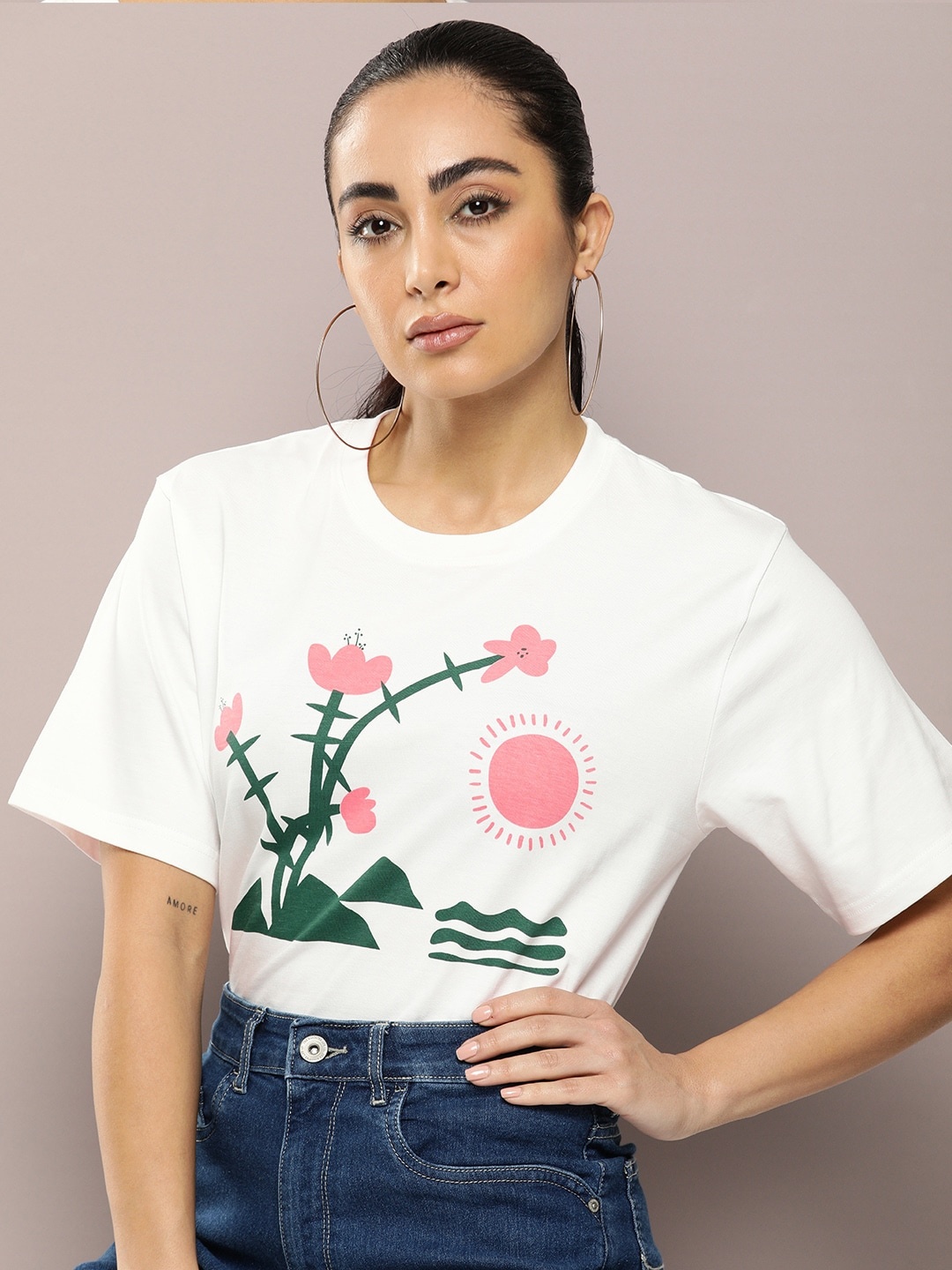 

DILLINGER Graphic Printed Oversized Pure Cotton T-Shirt, Off white