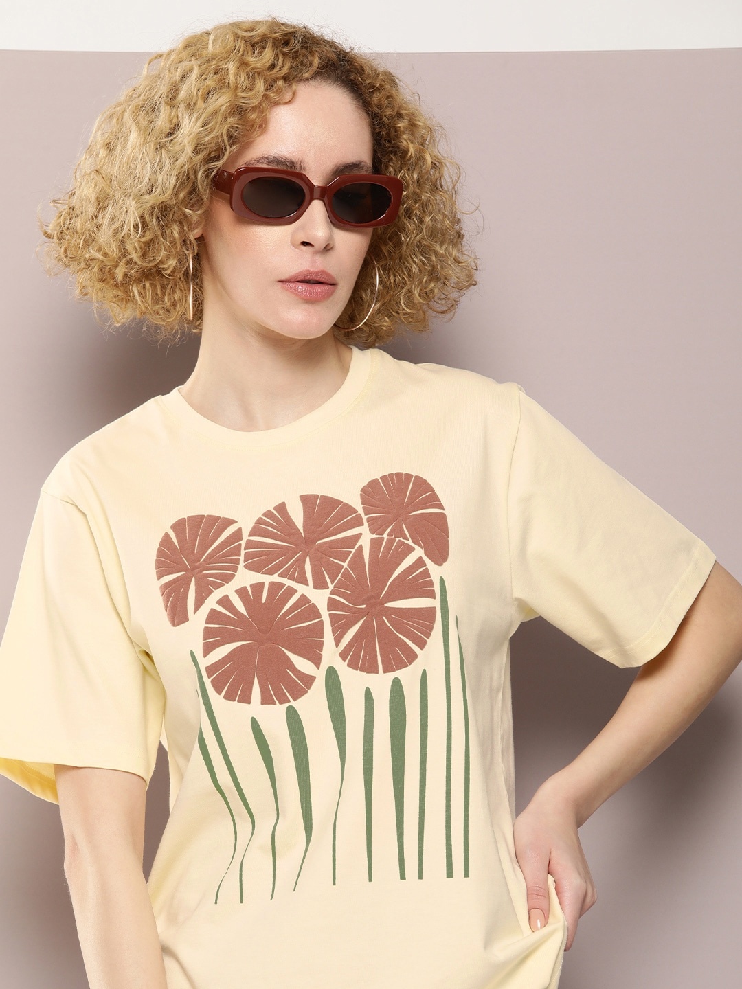 DILLINGER Graphic Printed Embossed Oversized Pure Cotton T-shirt, Off white