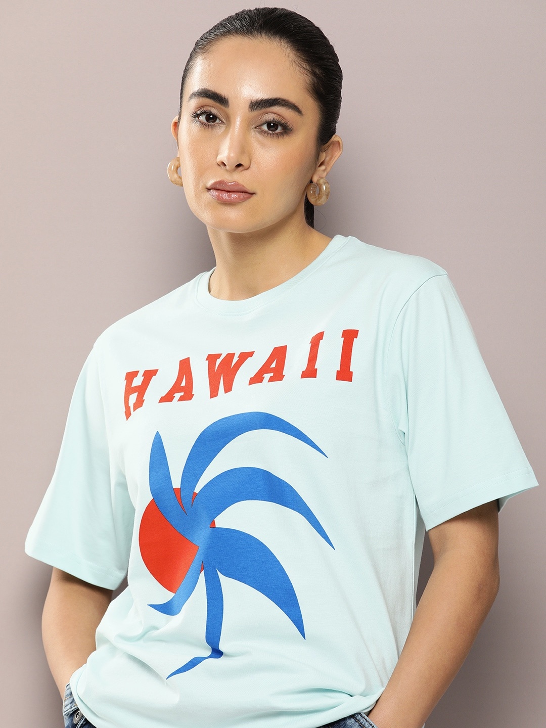 

DILLINGER Graphic Printed Oversized Pure Cotton T-Shirt, Blue