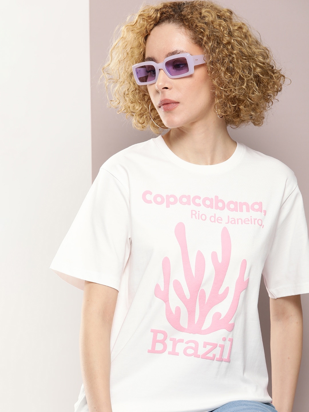 

DILLINGER Graphic Printed Embossed Oversized Pure Cotton T-shirt, Off white