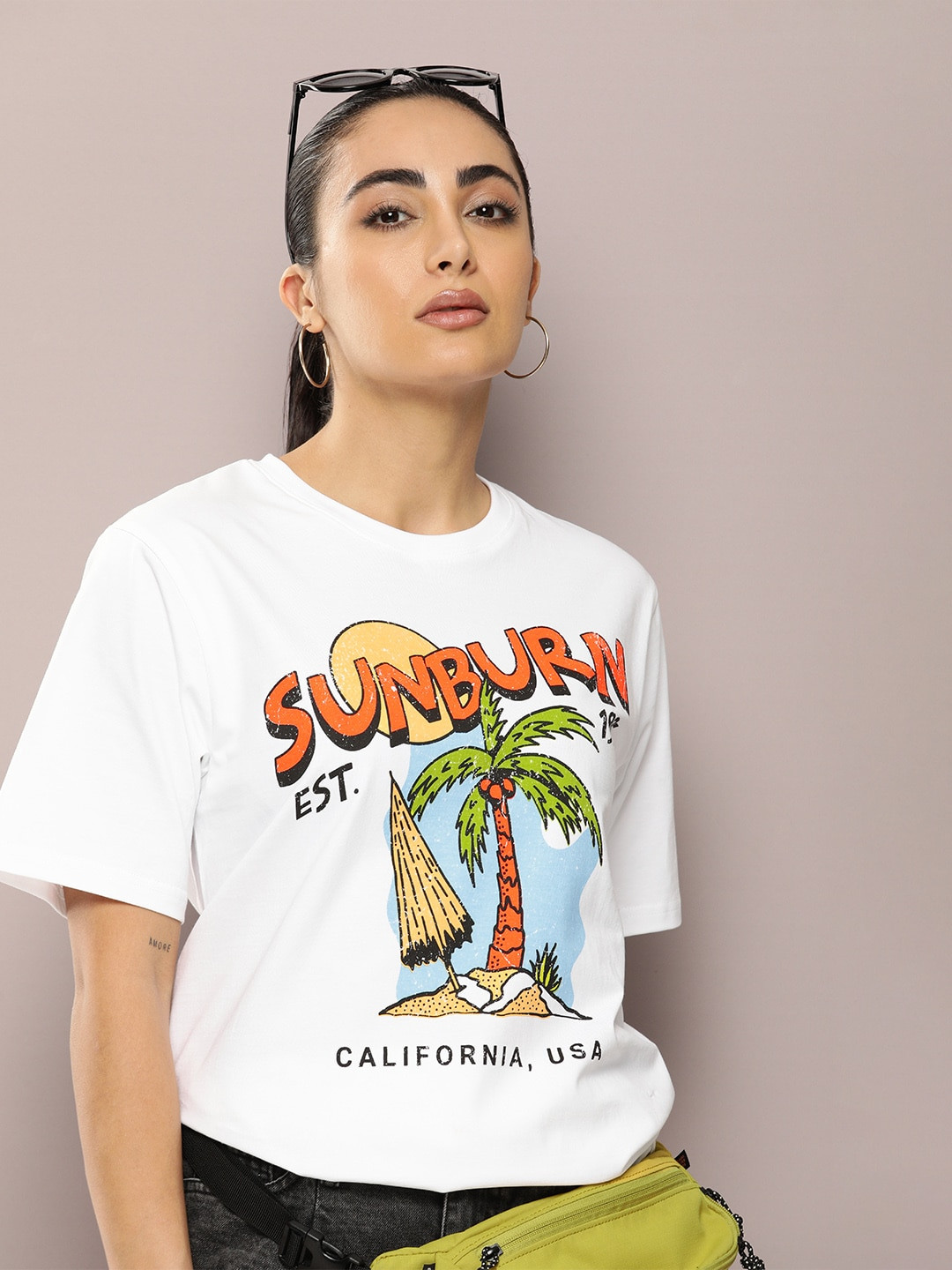 

DILLINGER Graphic Printed Oversized Pure Cotton T-shirt, White