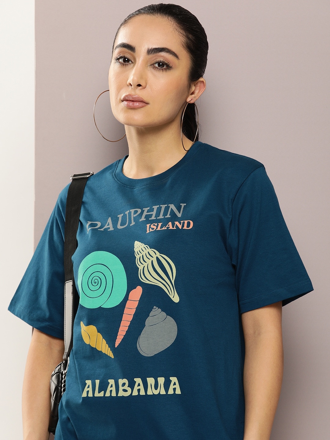 DILLINGER Graphic Printed Oversized Pure Cotton T-Shirt, Blue
