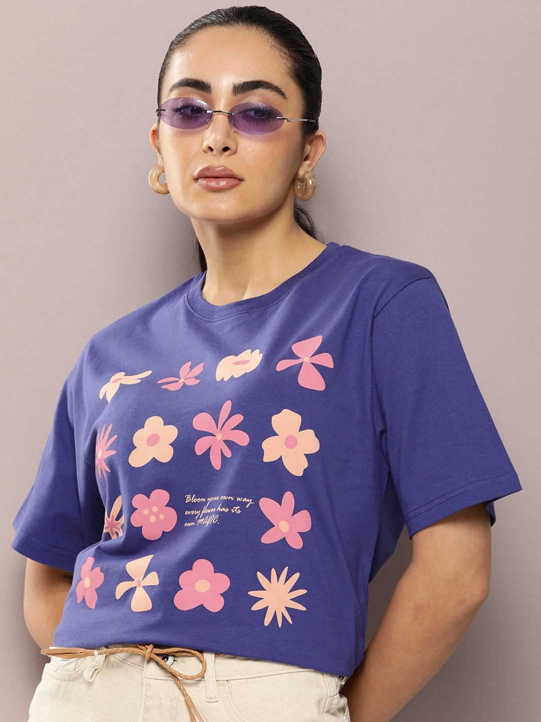 

DILLINGER Graphic Printed Oversized Pure Cotton T-Shirt, Navy blue