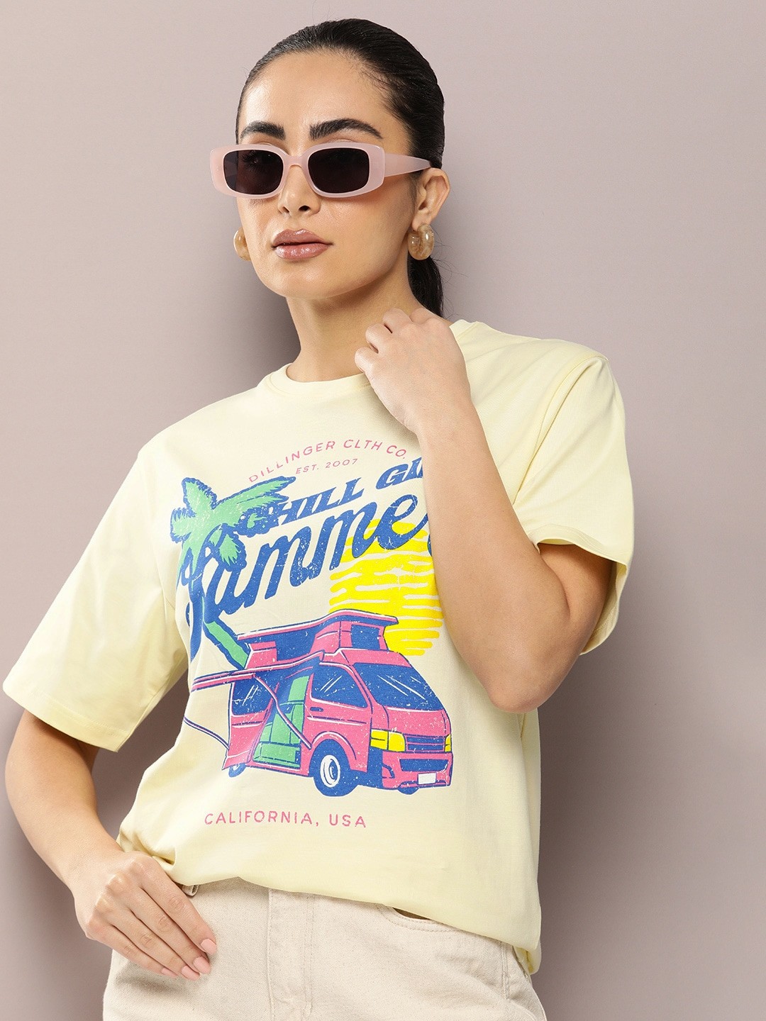 

DILLINGER Graphic Printed Oversized Pure Cotton T-Shirt, Off white