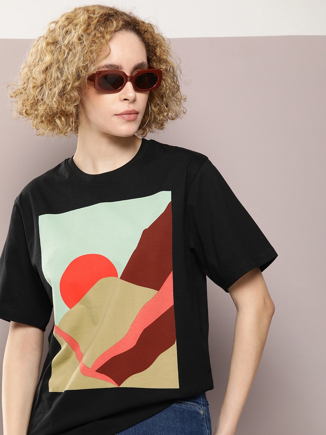 

DILLINGER Graphic Printed Oversized Pure Cotton T-shirt, Black