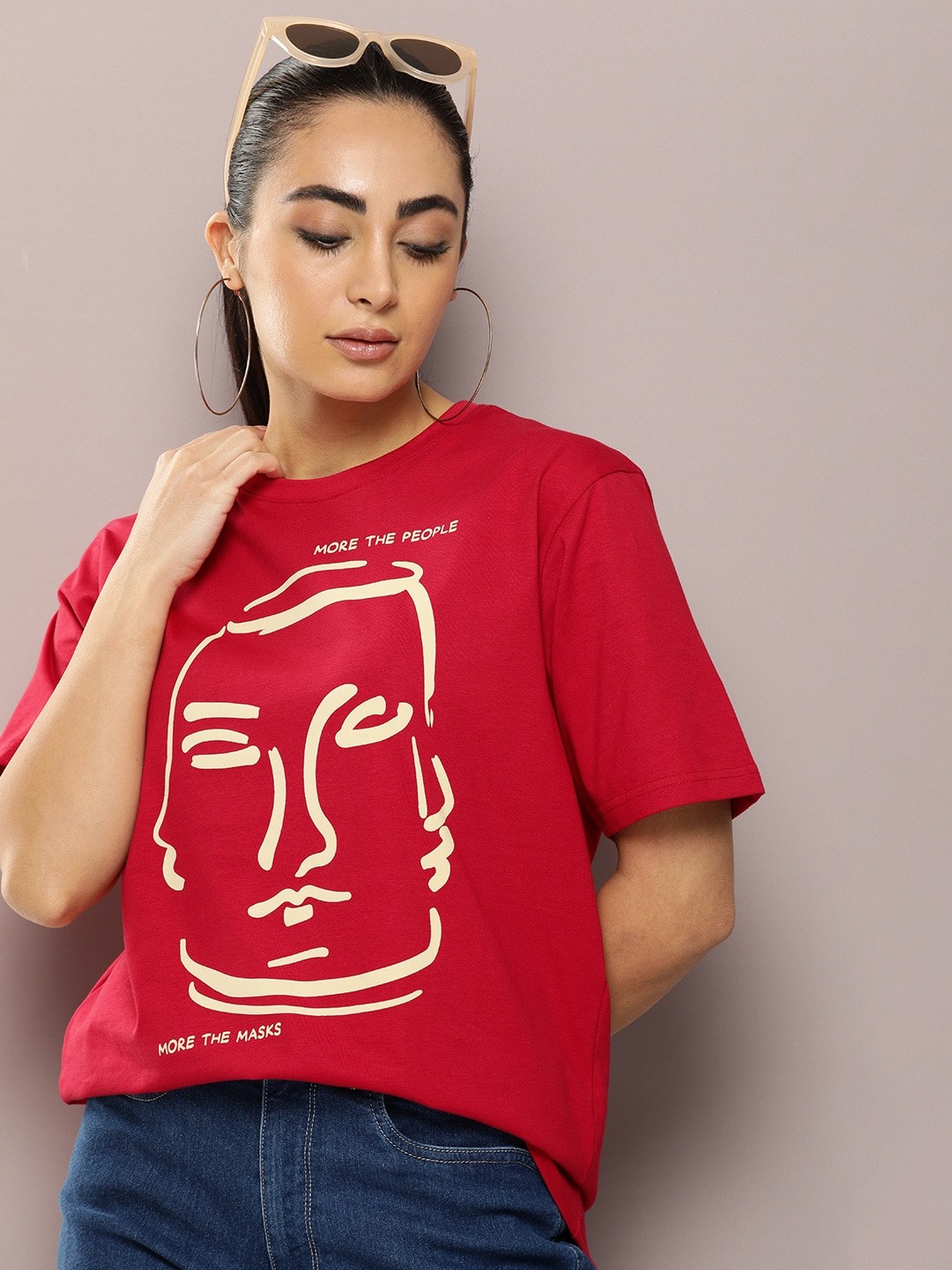 

DILLINGER Graphic Printed Oversized Pure Cotton T-Shirt, Red
