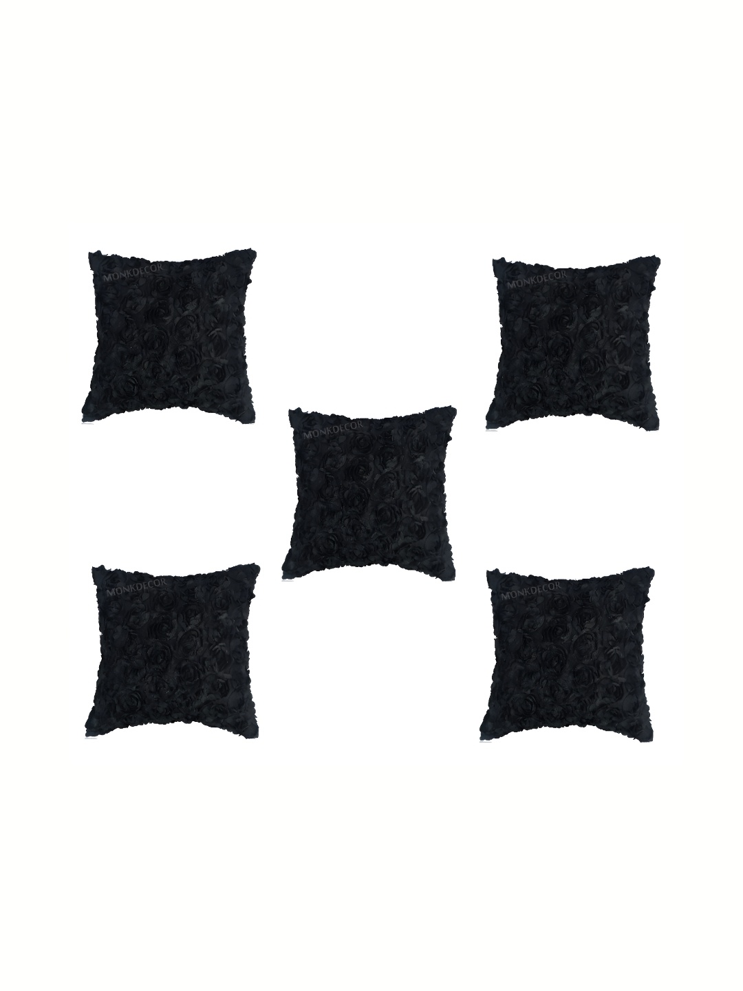 

MONKDECOR Black 5 Pieces Floral Square Cushion Covers