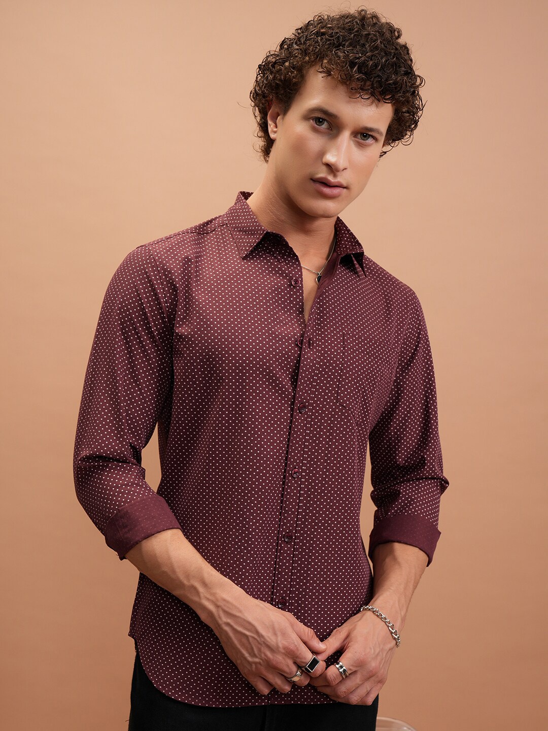 

Highlander Men All Over Printed Shirt, Maroon