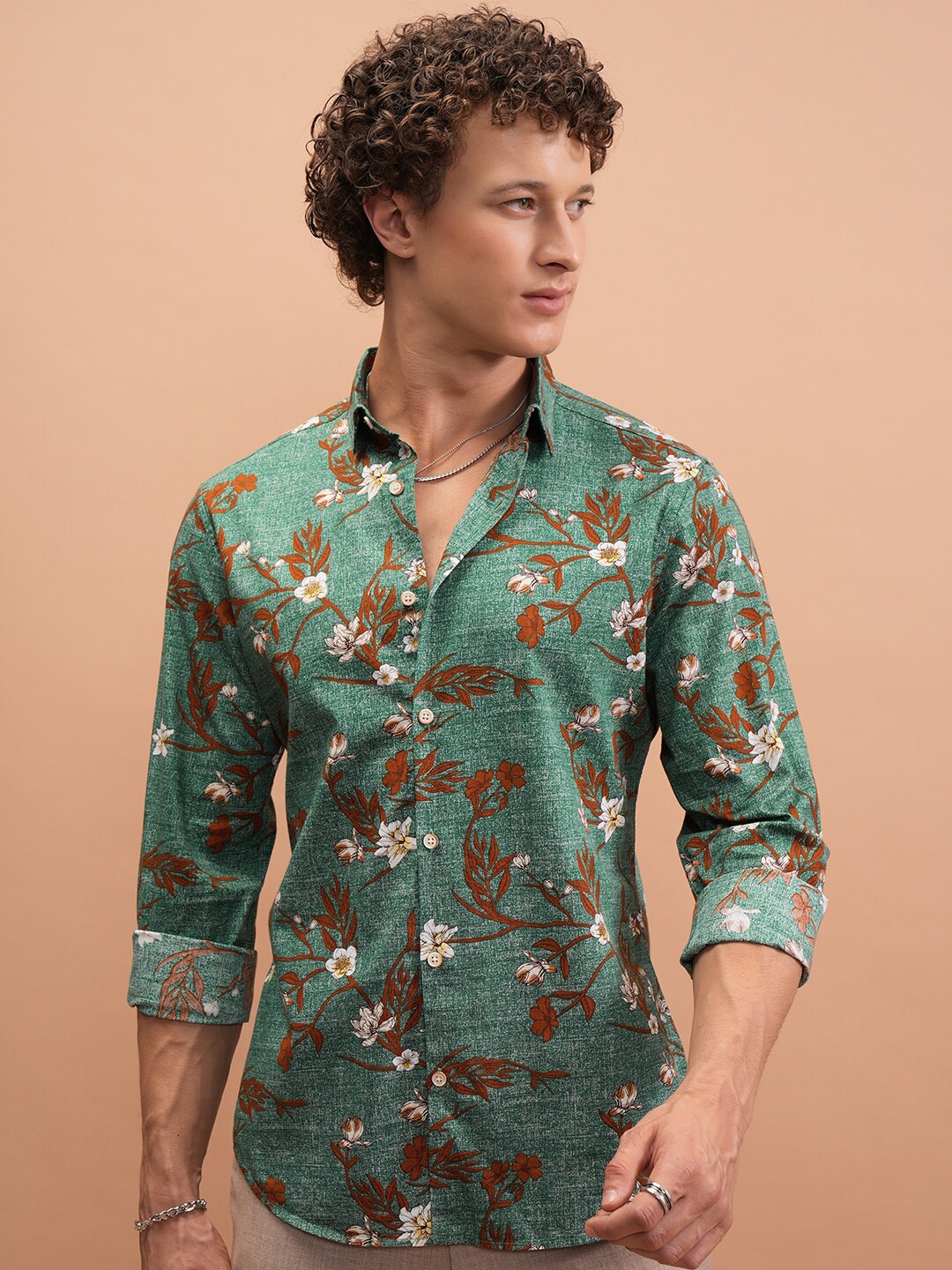 

Highlander Men Floral Printed Shirt, Green