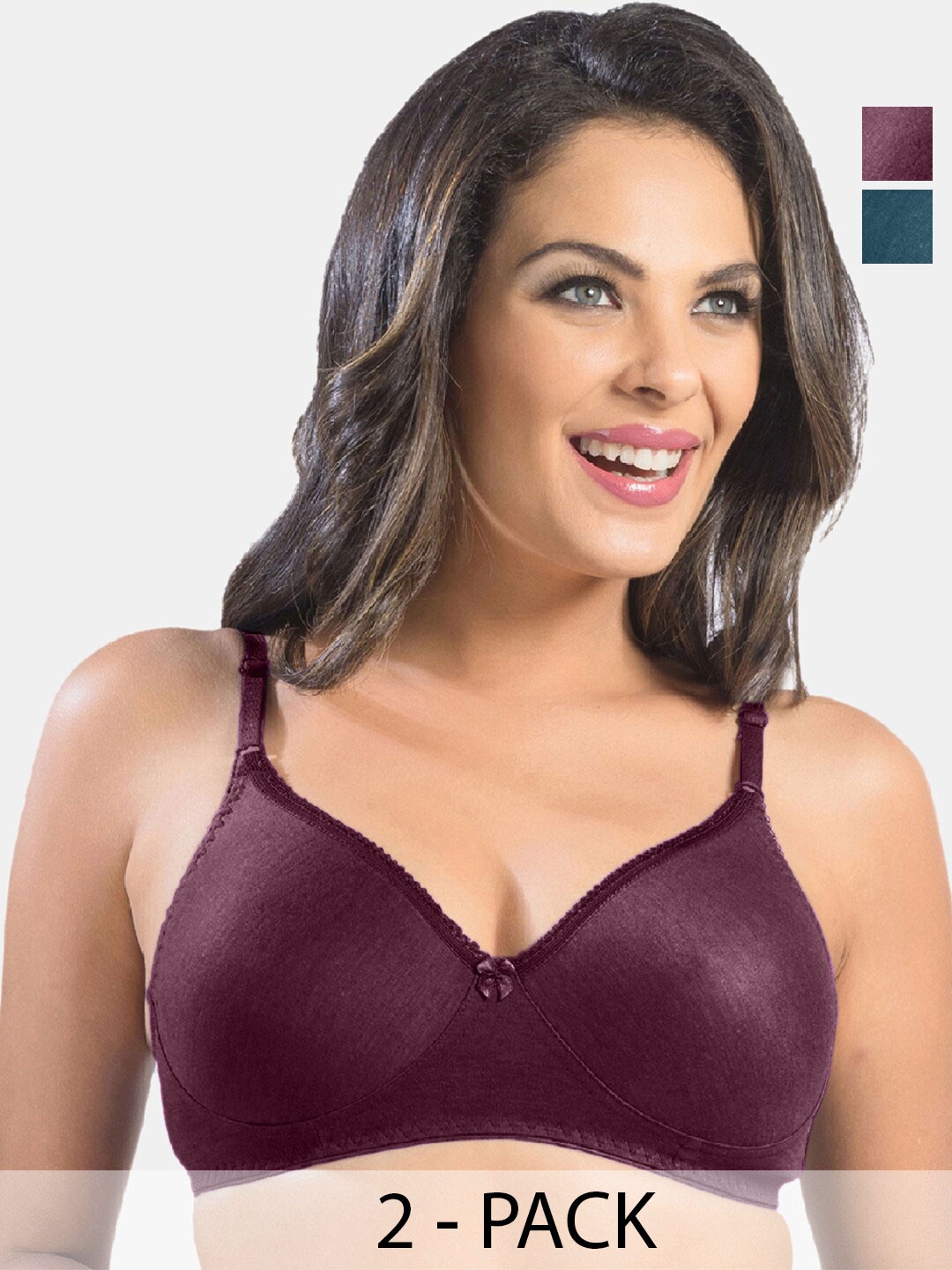 

Sonari Pack Of 2 Medium Coverage All Day Comfort T-Shirt Bra, Blue