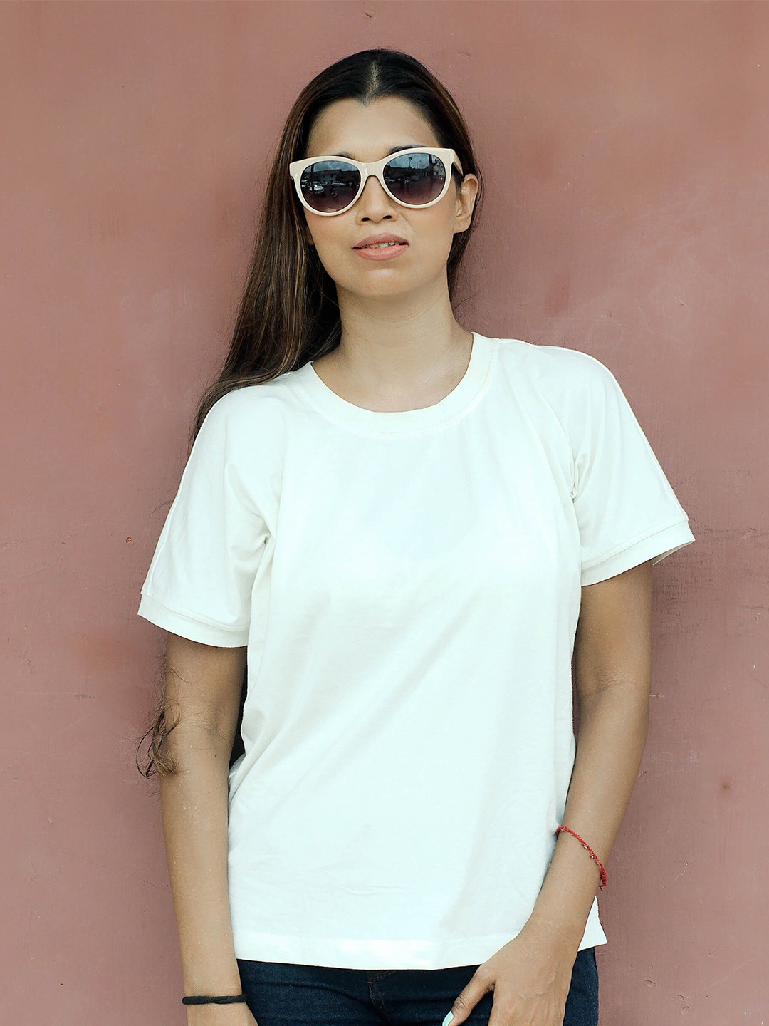

SALT ATTIRE Round Neck Short Sleeves Cotton Top, Off white