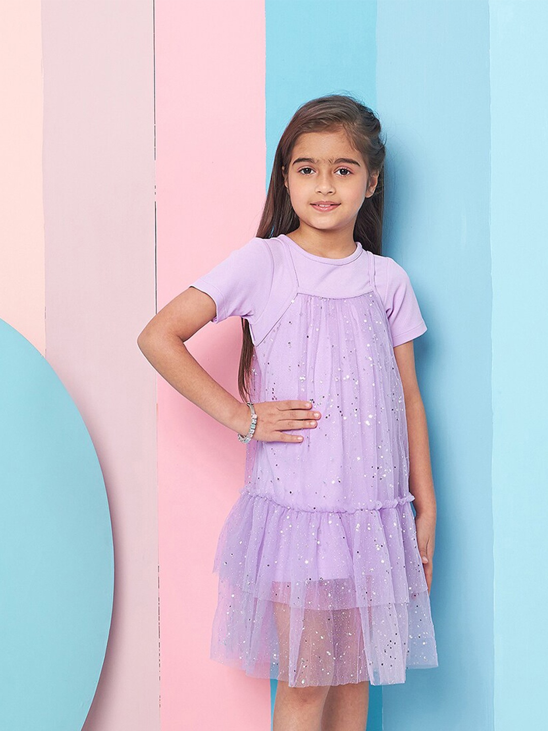 

pspeaches Girls Woollen A-Line Dress, Purple