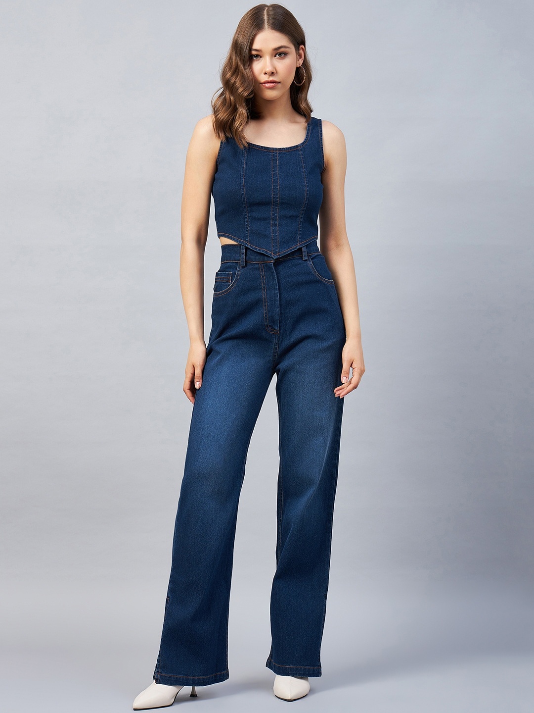 

Orchid Blues Pure Cotton Crop Top & Trouser, Blue