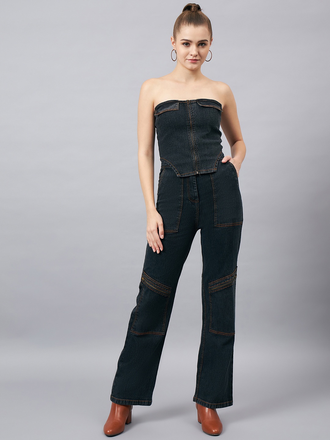 

Orchid Blues Pure Cotton Tube Top With Trouser, Black