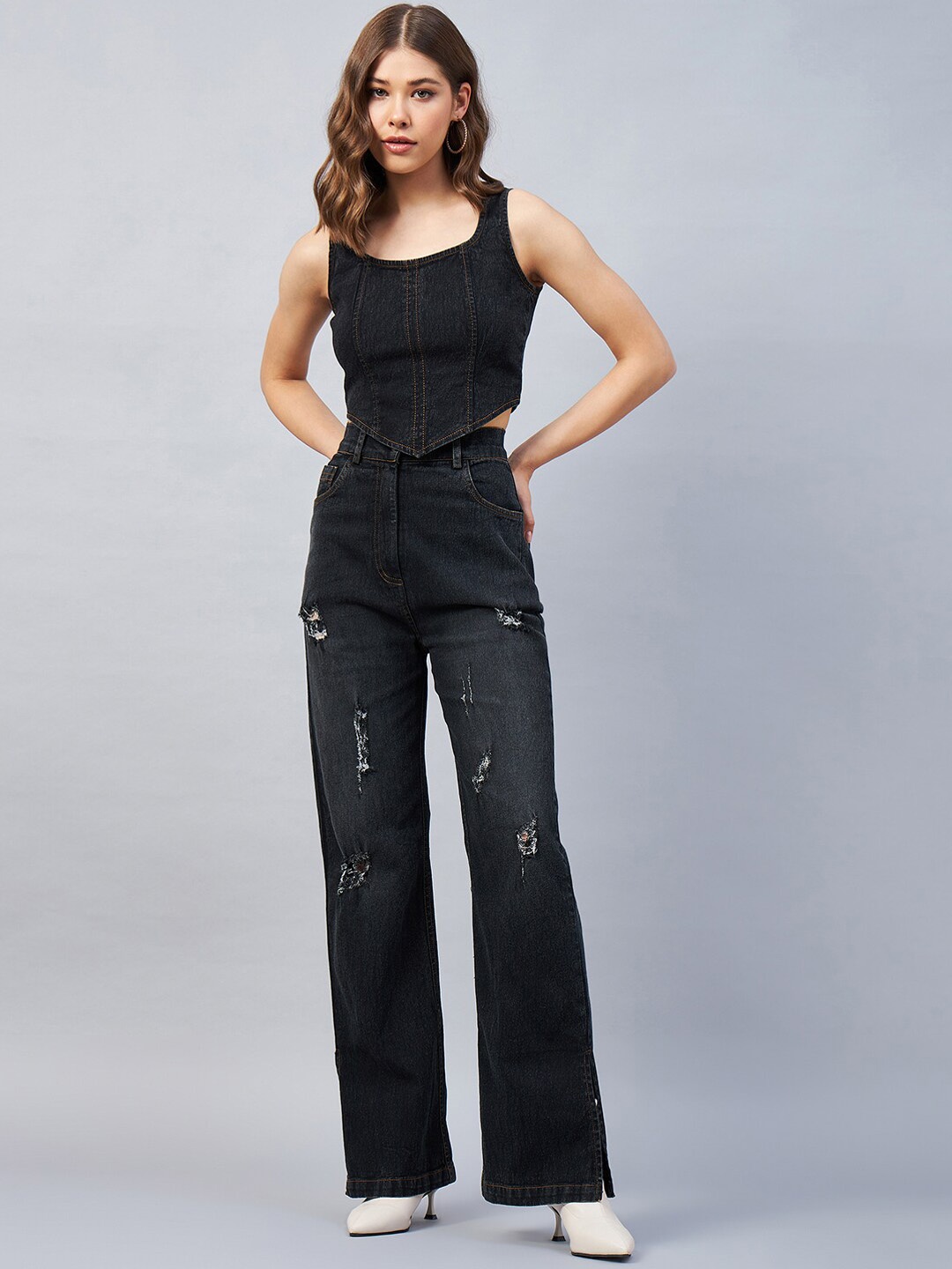 

Orchid Blues Pure Cotton Denim Top & Jeans, Black