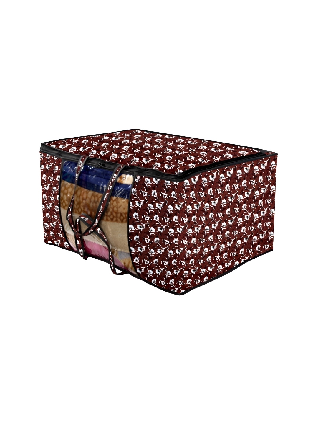 

Stylista Brown & White Floral Printed Water Resistant Blanket Storage Organisers