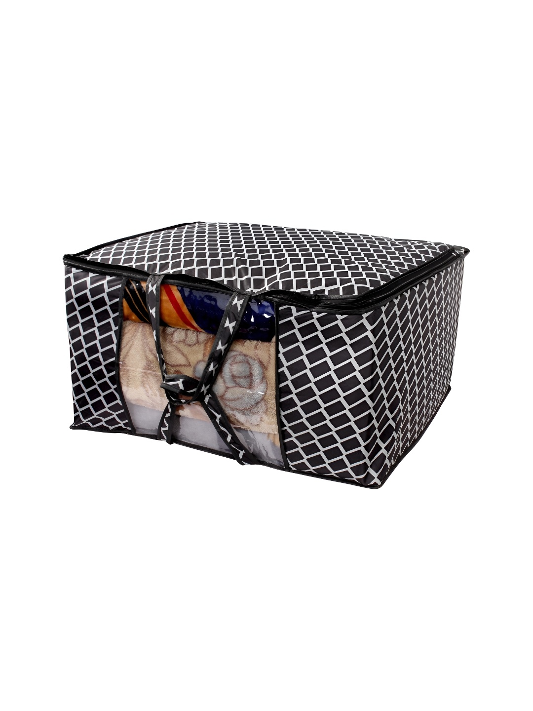 

Stylista Black & White Checked Printed Water Resistant Blanket Storage Organiser