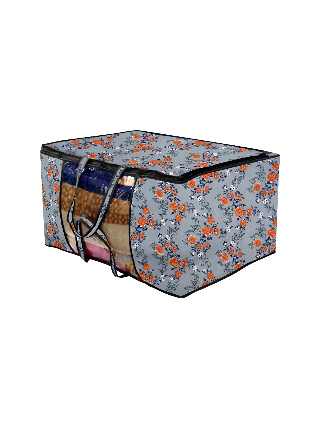 

Stylista Blue & Brown Floral Printed Water Resistant Blanket Storage Organiser
