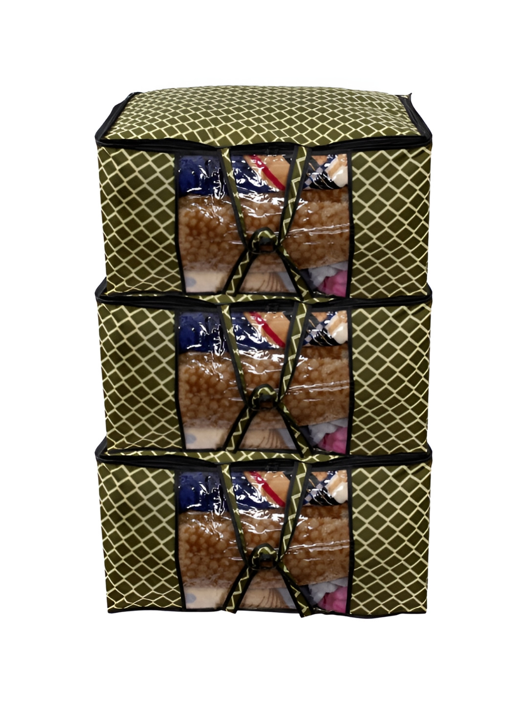 

Stylista Green 3 Pieces Checked Water Resistant Multi-Utility Organisers