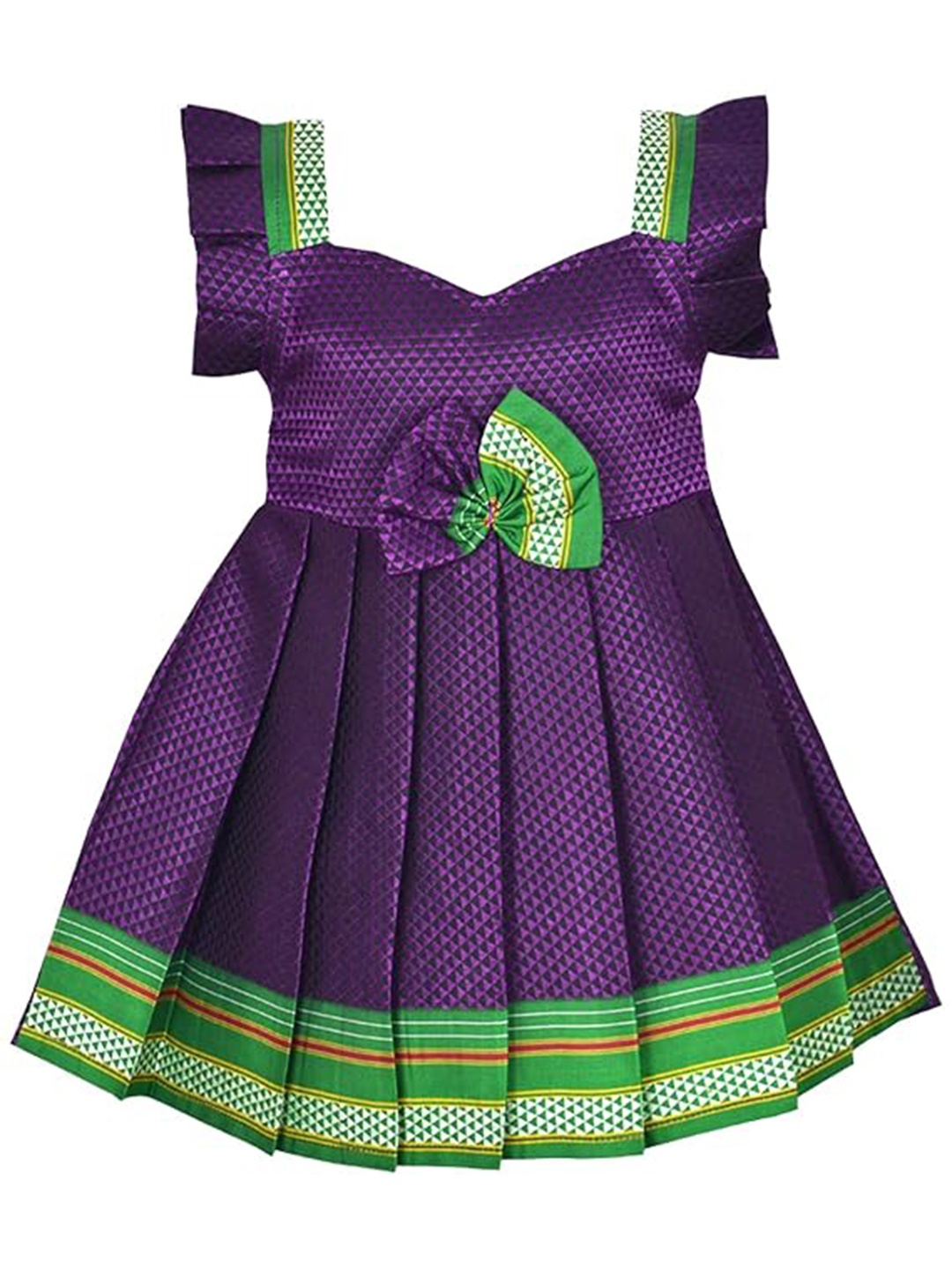 

AMIRTHA FASHION Girls Geometric Printed Fit & Flare Cotton Dress, Purple