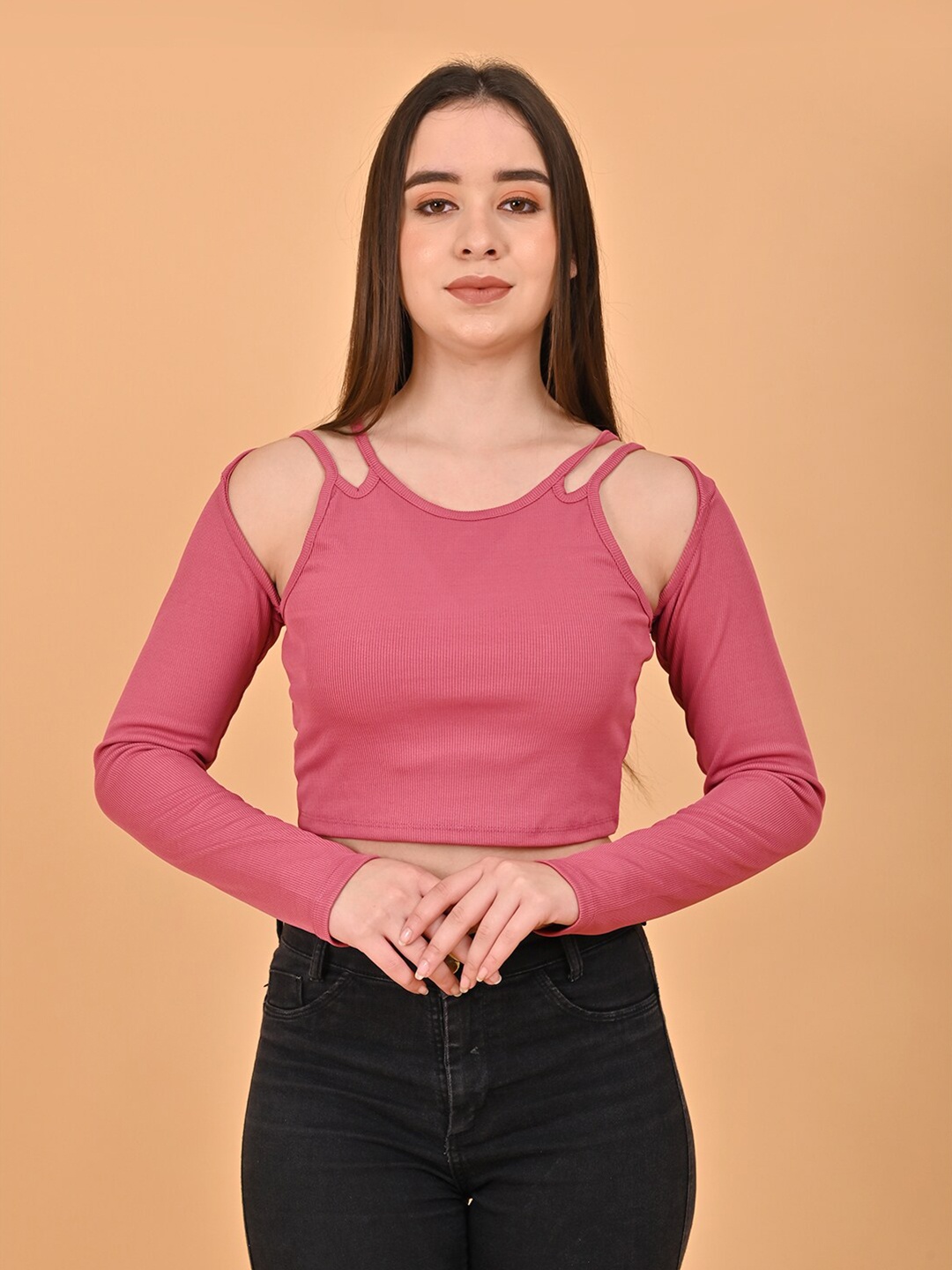 

NoBarr Shoulder Straps Crop Top, Pink
