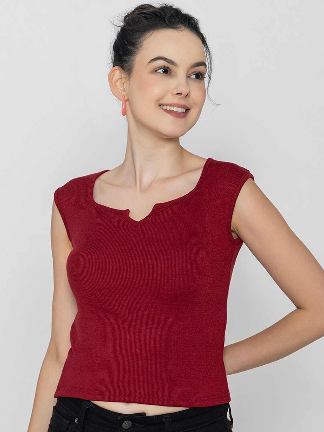 

Boleem Cotton Crop Top, Maroon