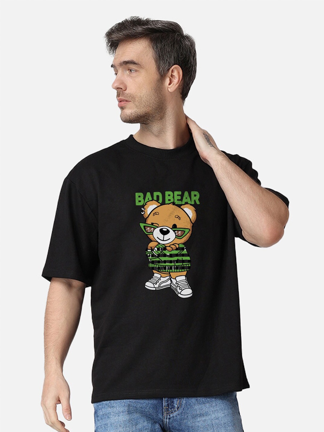 

The Label Bar Printed Cotton Oversized T-shirt, Black