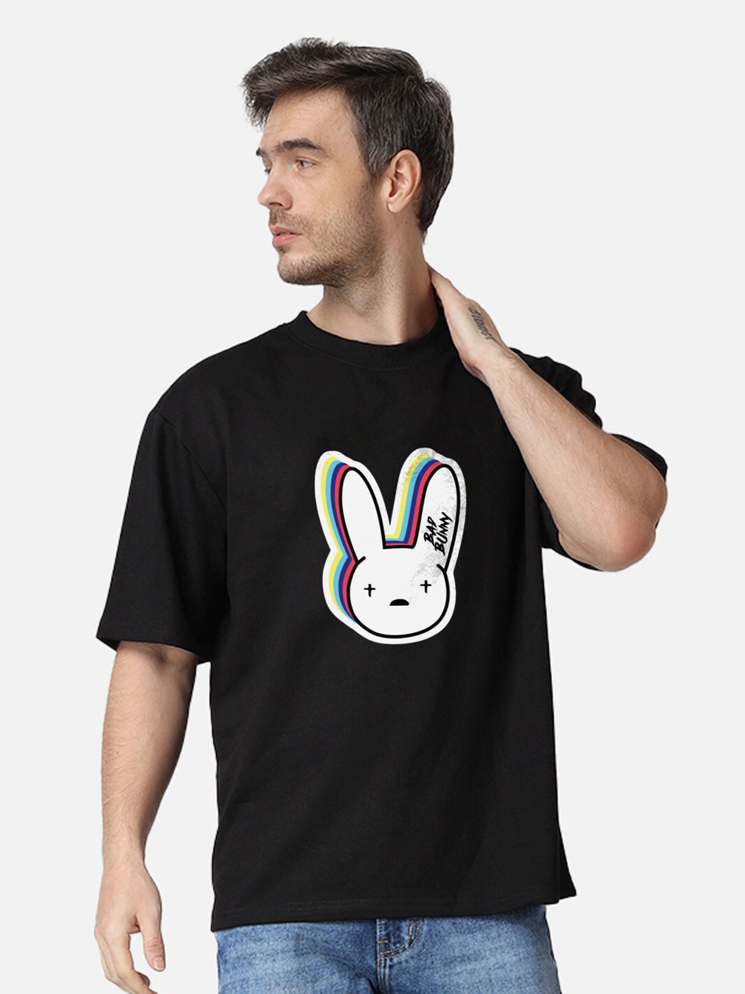 

The Label Bar Graphic Printed Cotton Oversized T-shirt, Black