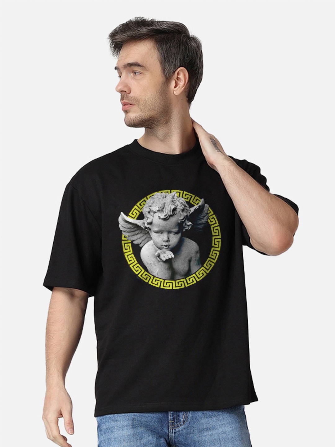 

The Label Bar Graphic Printed Cotton Oversized T-shirt, Black