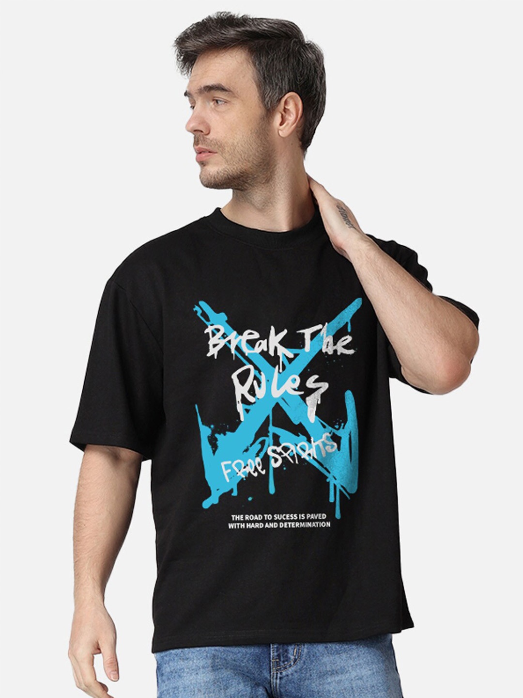 

The Label Bar Graphic Printed Cotton Oversized T-shirt, Black