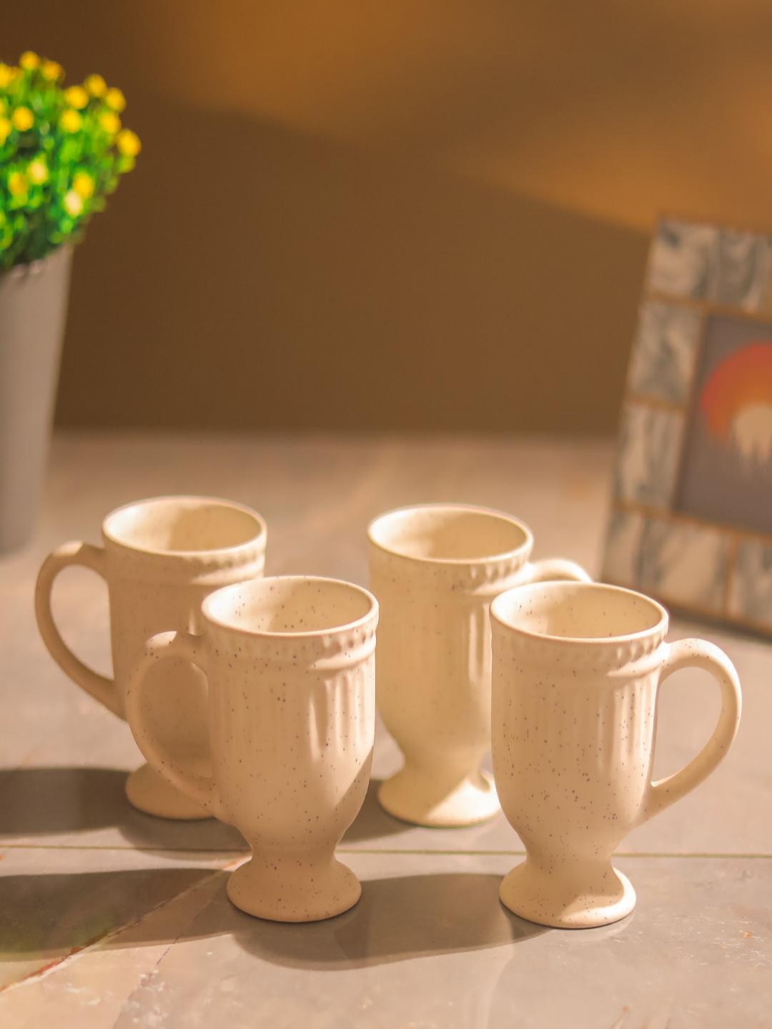 

The Decor Mart White 4 Pcs Ceramic Coffee Mugs 300 ml