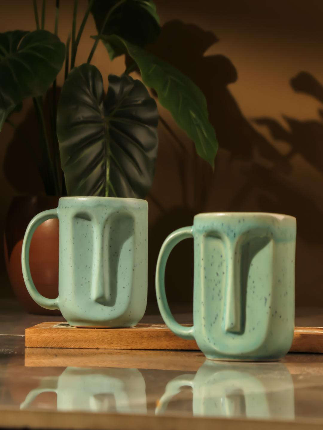 

The Decor Mart Blue 2 Pieces Ceramic Matte Mugs 300ml Each