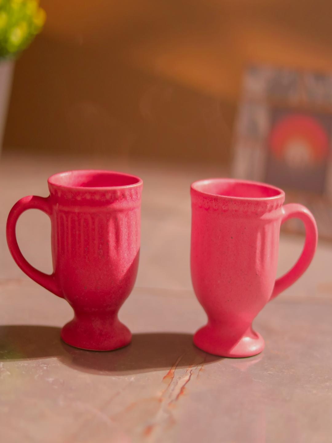 

The Decor Mart Pink 2 Pcs Ceramic Mugs 300 ml
