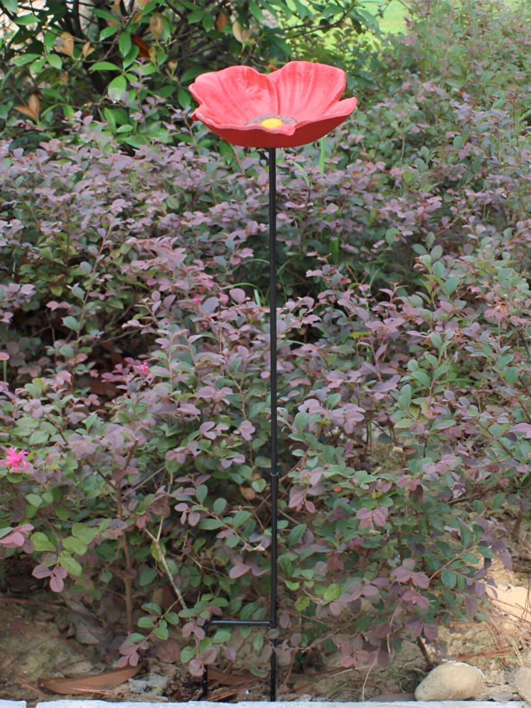 

THEDECORKART Red & Yellow Flower Shape Bird Feeder Metal Garden Accessories