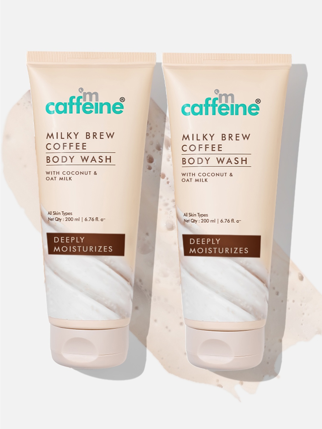 

MCaffeine Milky Brew Set Of 2 Coffee Body Wash With Coconut - 200ml Each, White