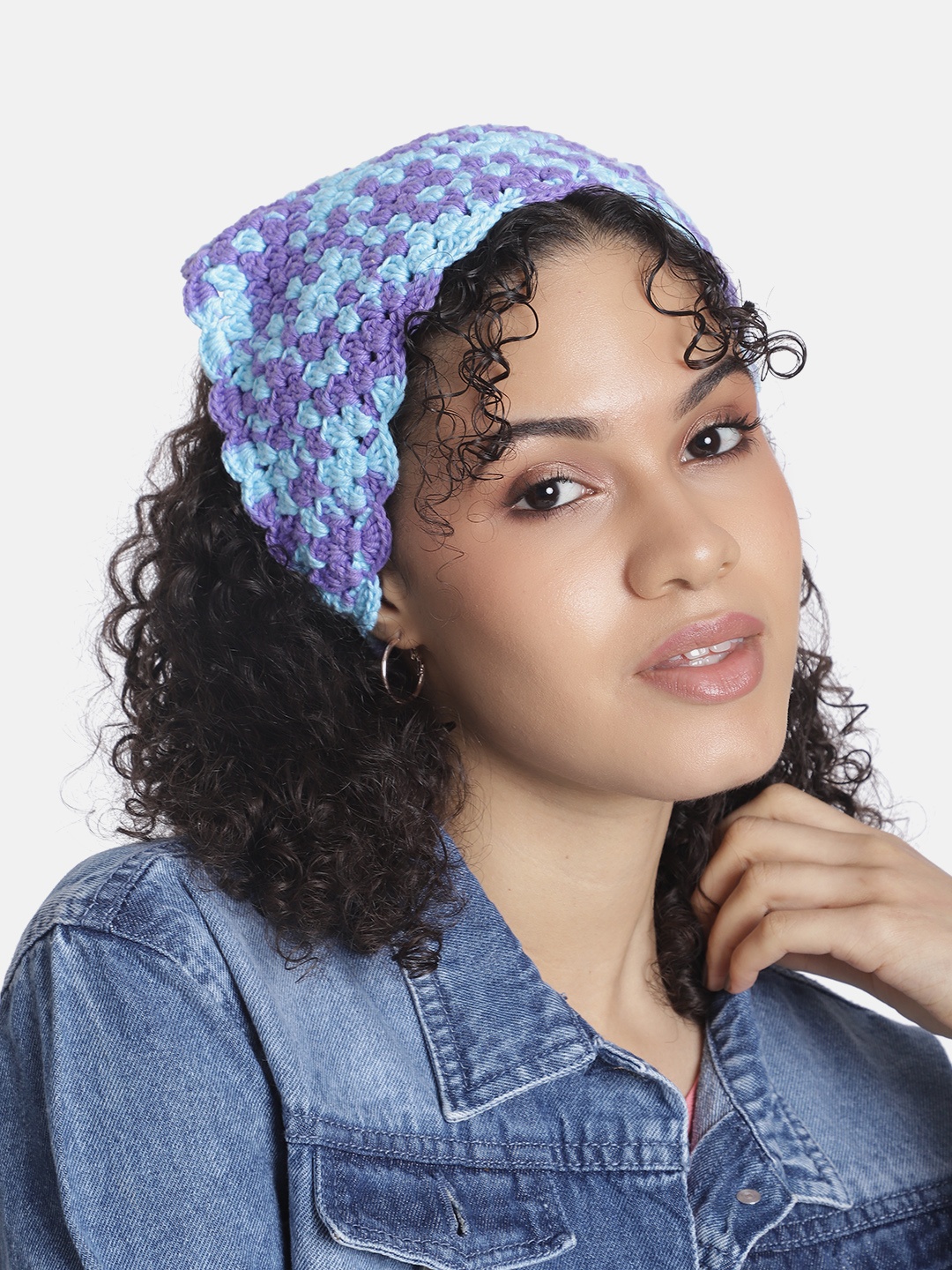 

Magic Needles Women Self Design Bandana Headband, Blue