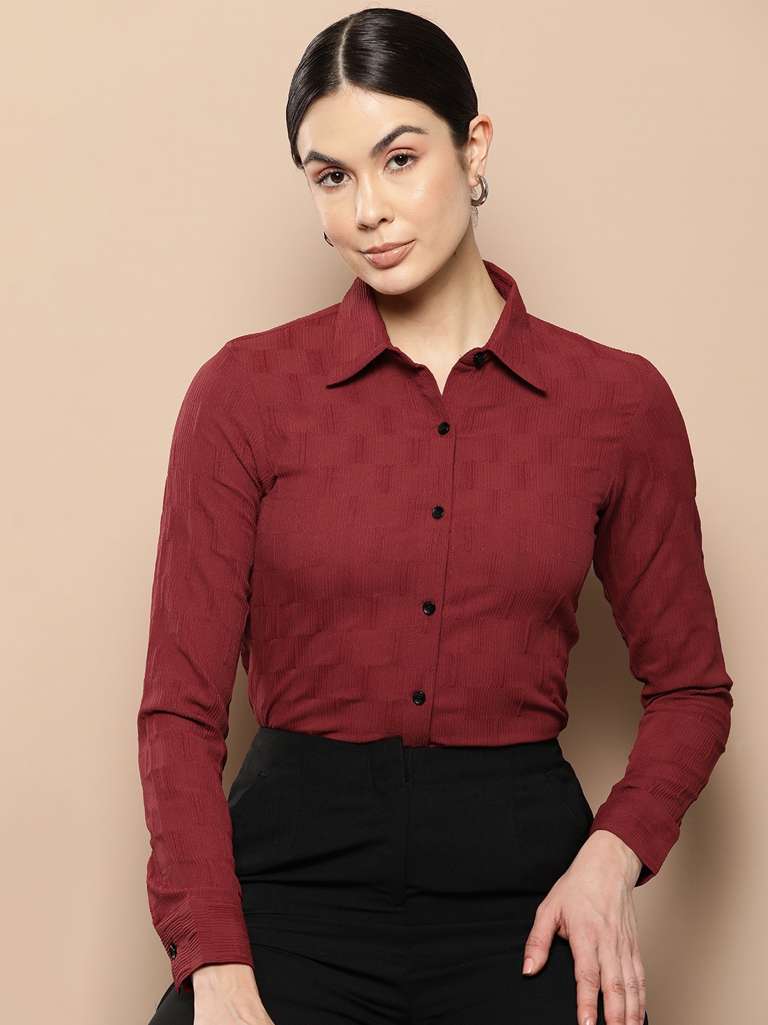 

Chemistry Women Standard Opaque Formal Shirt, Maroon