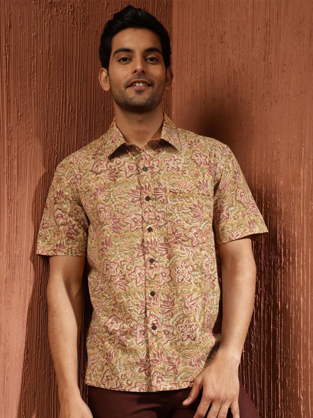 

Fabindia Kalamkari Printed Cotton Casual Shirt, Mustard