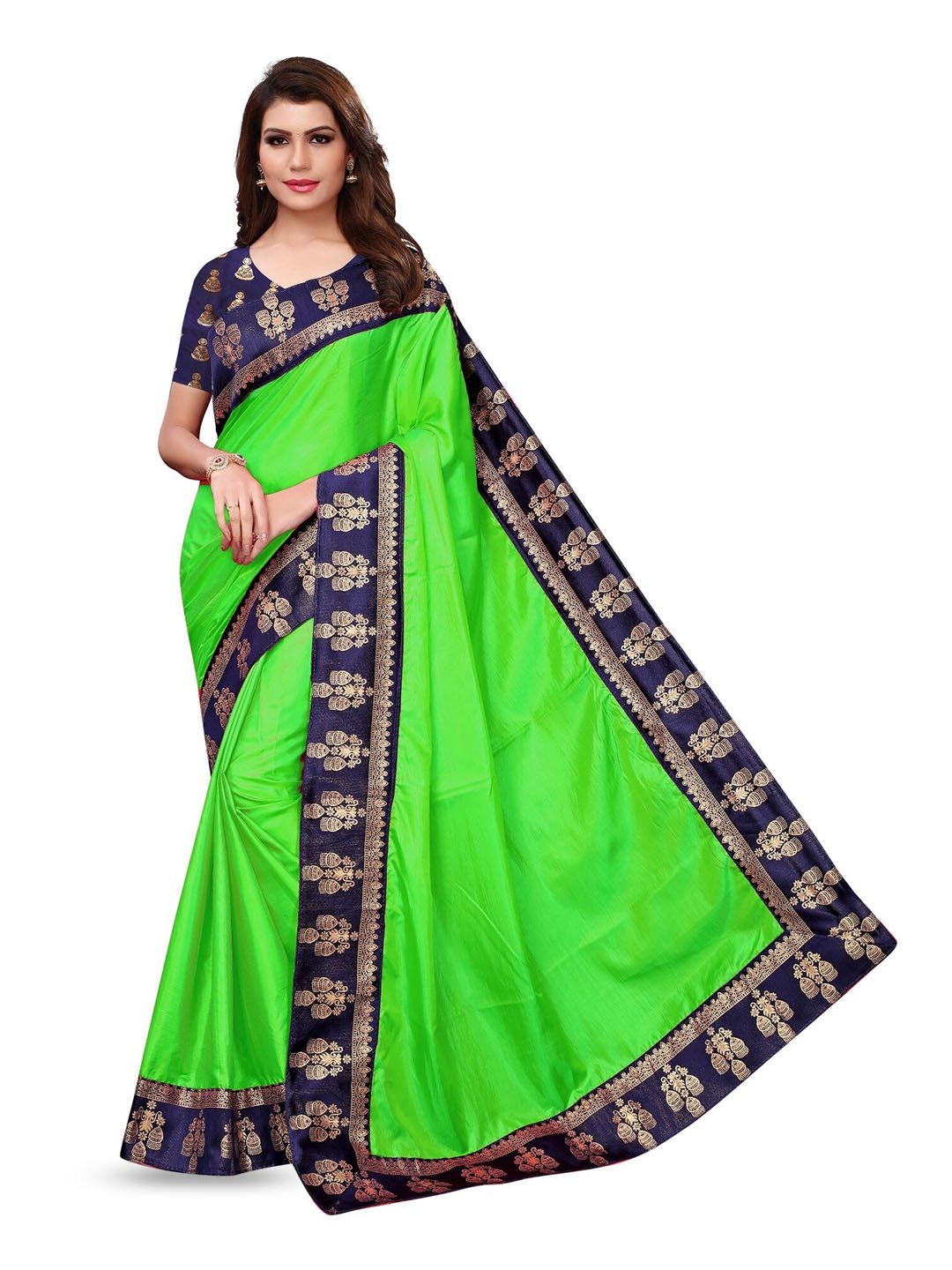 

KALINI Zari Woven Design Kanjeevaram Saree, Green