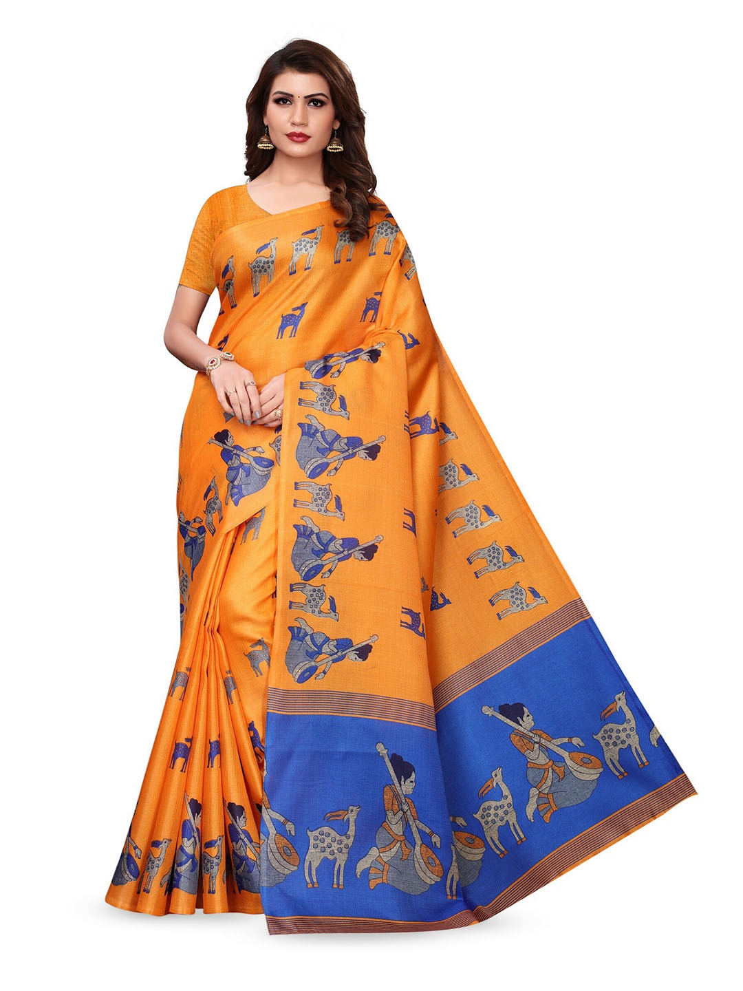 

KALINI Ethnic Motifs Kanjeevaram Saree, Orange