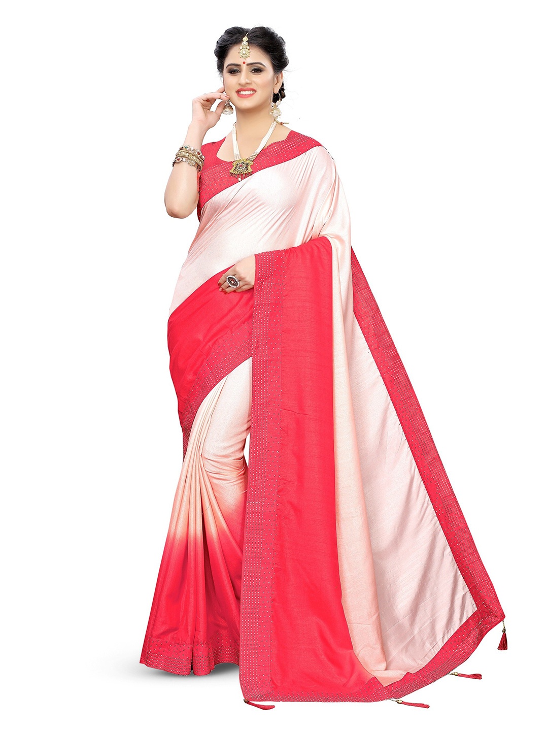 

KALINI Ombre Kanjeevaram Saree, Pink