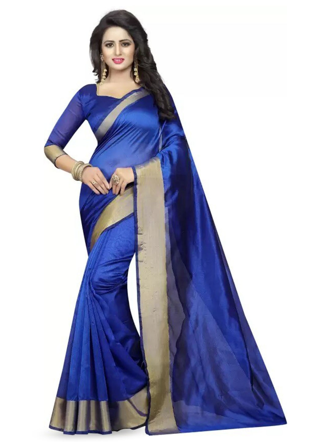 

KALINI Zari Kanjeevaram Saree, Blue