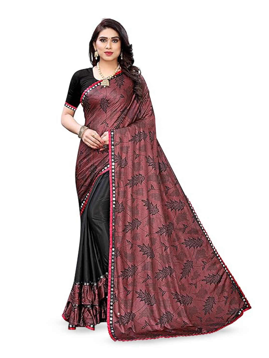 

KALINI Floral Printed Kanjeevaram Saree, Maroon